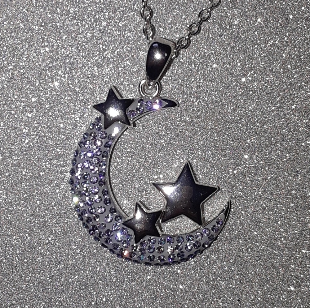 Crystal Moon and Stars Necklace